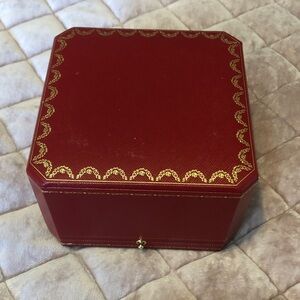 Cartier Elegant Red Jewelry Box with Gold Accents